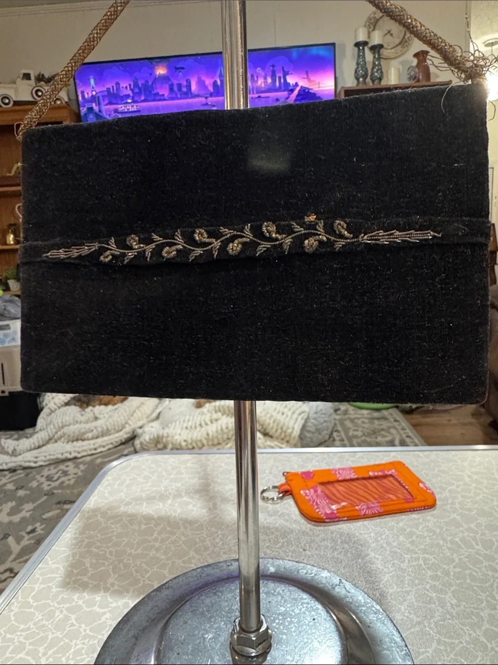 Black and Gold Embroidered Evening Clutch - Classic Elegance